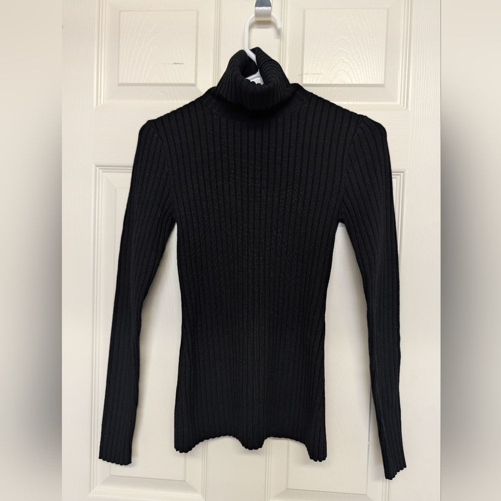 Universal Standard Black Ribbed Women's Turtleneck Top 4XS US Sz 0 Minimalist